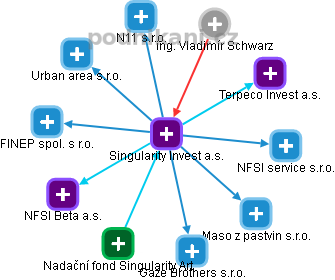 Singularity Invest a.s. - náhled vizuálního zobrazení vztahů obchodního rejstříku