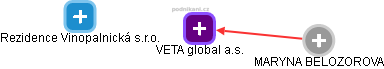 VETA global a.s. - náhled vizuálního zobrazení vztahů obchodního rejstříku