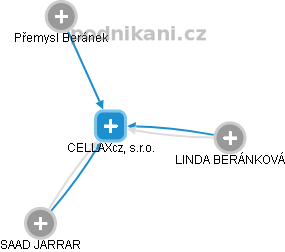 CELLAXcz, s.r.o. - náhled vizuálního zobrazení vztahů obchodního rejstříku