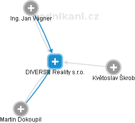 DIVERSE Reality s.r.o. - náhled vizuálního zobrazení vztahů obchodního rejstříku