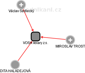VOSA Volary z.s. - náhled vizuálního zobrazení vztahů obchodního rejstříku