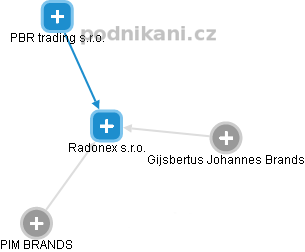 Radonex s.r.o. - náhled vizuálního zobrazení vztahů obchodního rejstříku