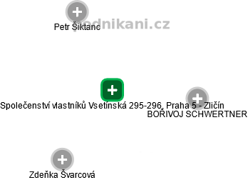 Společenství vlastníků Vsetínská 295-296, Praha 5 - Zličín - náhled vizuálního zobrazení vztahů obchodního rejstříku