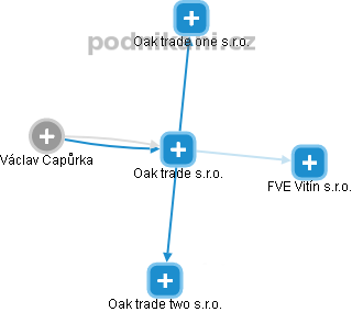 Oak trade s.r.o. - náhled vizuálního zobrazení vztahů obchodního rejstříku