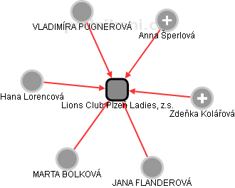 Lions Club Plzeň Ladies, z.s. - náhled vizuálního zobrazení vztahů obchodního rejstříku