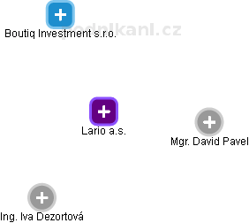 Lario a.s. - náhled vizuálního zobrazení vztahů obchodního rejstříku