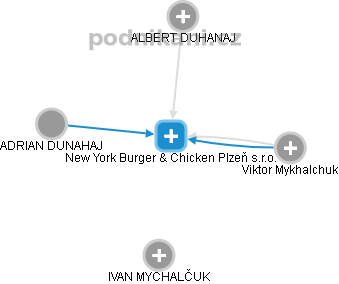 New York Burger & Chicken Plzeň s.r.o. - náhled vizuálního zobrazení vztahů obchodního rejstříku