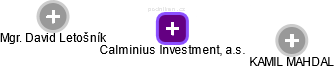 Calminius Investment, a.s. - náhled vizuálního zobrazení vztahů obchodního rejstříku