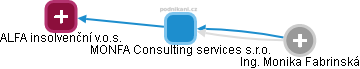 MONFA Consulting services s.r.o. - náhled vizuálního zobrazení vztahů obchodního rejstříku