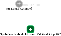 Společenství vlastníků domu Zakšínská č.p. 627 - náhled vizuálního zobrazení vztahů obchodního rejstříku