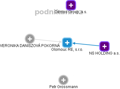 Olomouc RE, s.r.o. - náhled vizuálního zobrazení vztahů obchodního rejstříku