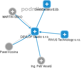 DEVLOP Studio s.r.o. - náhled vizuálního zobrazení vztahů obchodního rejstříku