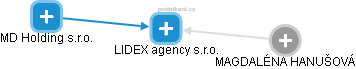 LIDEX agency s.r.o. - náhled vizuálního zobrazení vztahů obchodního rejstříku