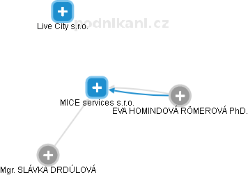 MICE services s.r.o. - náhled vizuálního zobrazení vztahů obchodního rejstříku
