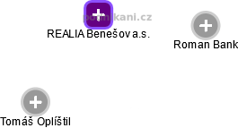 REALIA Benešov a.s. - náhled vizuálního zobrazení vztahů obchodního rejstříku