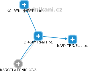 Diadem Real s.r.o. - náhled vizuálního zobrazení vztahů obchodního rejstříku