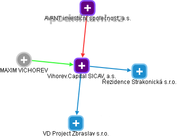 Vihorev.Capital SICAV, a.s. - náhled vizuálního zobrazení vztahů obchodního rejstříku