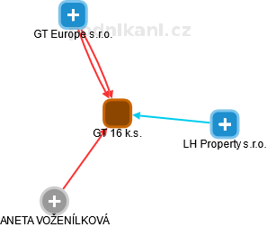 GT 16 k.s. - náhled vizuálního zobrazení vztahů obchodního rejstříku