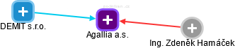 Agallia a.s. - náhled vizuálního zobrazení vztahů obchodního rejstříku