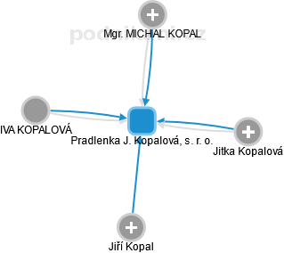 Pradlenka J. Kopalová, s. r. o. - náhled vizuálního zobrazení vztahů obchodního rejstříku