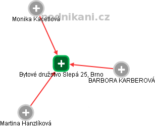 Bytové družstvo Slepá 25, Brno - náhled vizuálního zobrazení vztahů obchodního rejstříku