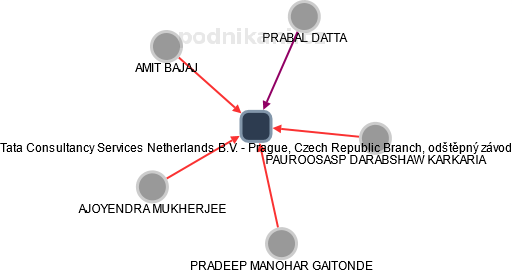 Tata Consultancy Services Netherlands B.V. - Prague, Czech Republic Branch, odštěpný závod - náhled vizuálního zobrazení vztahů obchodního rejstříku