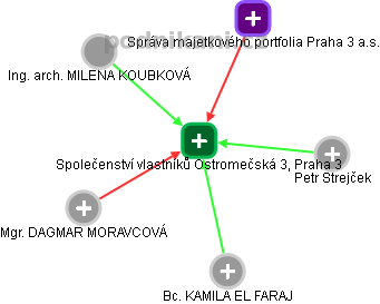 Společenství vlastníků  Ostromečská 3, Praha 3 - náhled vizuálního zobrazení vztahů obchodního rejstříku