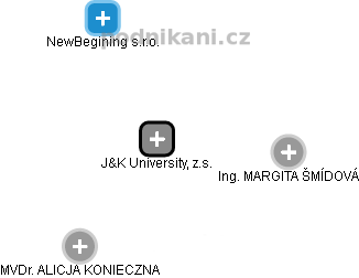 J&K University, z.s. - náhled vizuálního zobrazení vztahů obchodního rejstříku