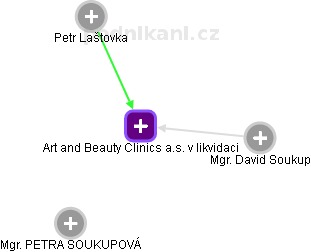 Art and Beauty Clinics a.s. v likvidaci - náhled vizuálního zobrazení vztahů obchodního rejstříku