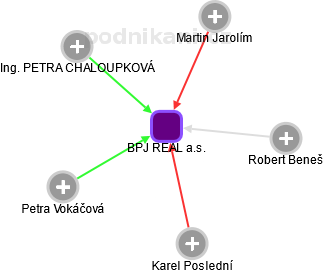 BPJ REAL a.s. - náhled vizuálního zobrazení vztahů obchodního rejstříku