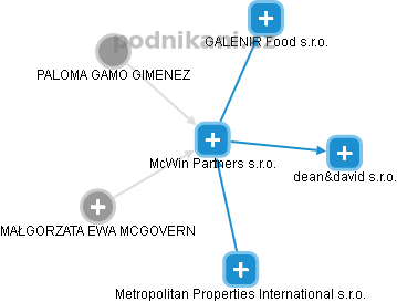 McWin Partners s.r.o. - náhled vizuálního zobrazení vztahů obchodního rejstříku