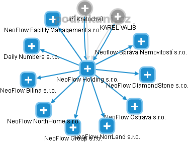 NeoFlow Holding s.r.o. - náhled vizuálního zobrazení vztahů obchodního rejstříku