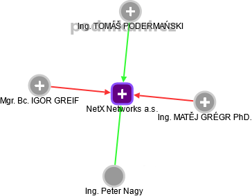 NetX Networks a.s. - náhled vizuálního zobrazení vztahů obchodního rejstříku