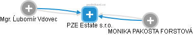 PZE Estate s.r.o. - náhled vizuálního zobrazení vztahů obchodního rejstříku
