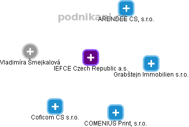 IEFCE Czech Republic a.s. - náhled vizuálního zobrazení vztahů obchodního rejstříku