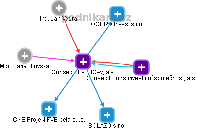 Conseq FKvI SICAV, a.s. - náhled vizuálního zobrazení vztahů obchodního rejstříku