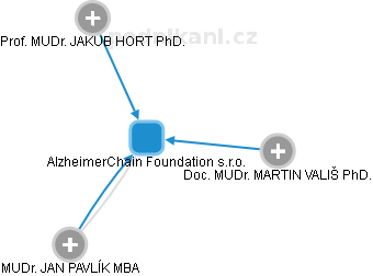 AlzheimerChain Foundation s.r.o. - náhled vizuálního zobrazení vztahů obchodního rejstříku