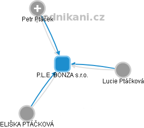 P.L.E. BONZA s.r.o. - náhled vizuálního zobrazení vztahů obchodního rejstříku
