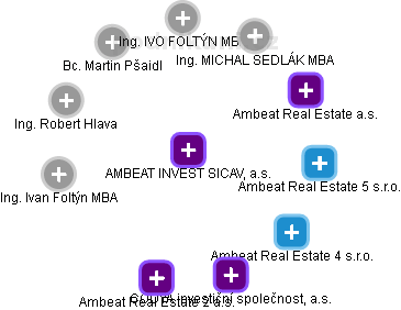 AMBEAT INVEST SICAV, a.s. - náhled vizuálního zobrazení vztahů obchodního rejstříku