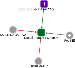 Nadační fond VAFO Family - náhled vizuálního zobrazení vztahů obchodního rejstříku