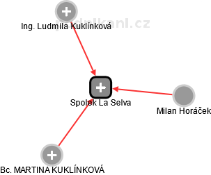 Spolek La Selva - náhled vizuálního zobrazení vztahů obchodního rejstříku