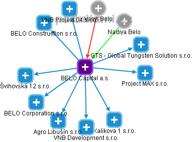 BELO Capital a.s. - náhled vizuálního zobrazení vztahů obchodního rejstříku
