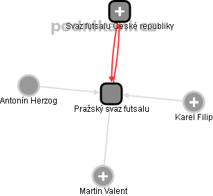 Pražský svaz futsalu - náhled vizuálního zobrazení vztahů obchodního rejstříku