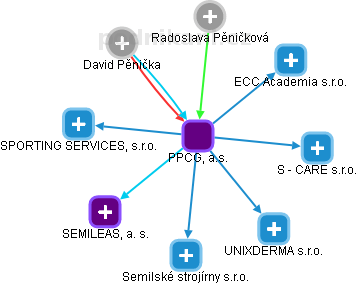 PPCG, a.s. - náhled vizuálního zobrazení vztahů obchodního rejstříku