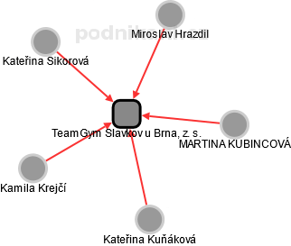 TeamGym Slavkov u Brna, z. s. - náhled vizuálního zobrazení vztahů obchodního rejstříku
