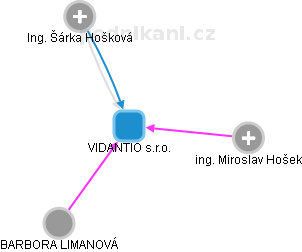VIDANTIO s.r.o. - náhled vizuálního zobrazení vztahů obchodního rejstříku