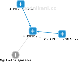 VINGINO s.r.o. - náhled vizuálního zobrazení vztahů obchodního rejstříku