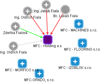 MFC - Holding a.s. - náhled vizuálního zobrazení vztahů obchodního rejstříku