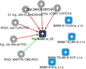 The MAMA AI, SE - náhled vizuálního zobrazení vztahů obchodního rejstříku