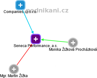 Seneca Performance, a.s. - náhled vizuálního zobrazení vztahů obchodního rejstříku
